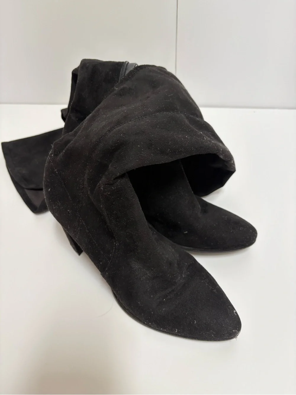 Marc Fisher Black Suede Over-the-Knee Boots with Side Zip
